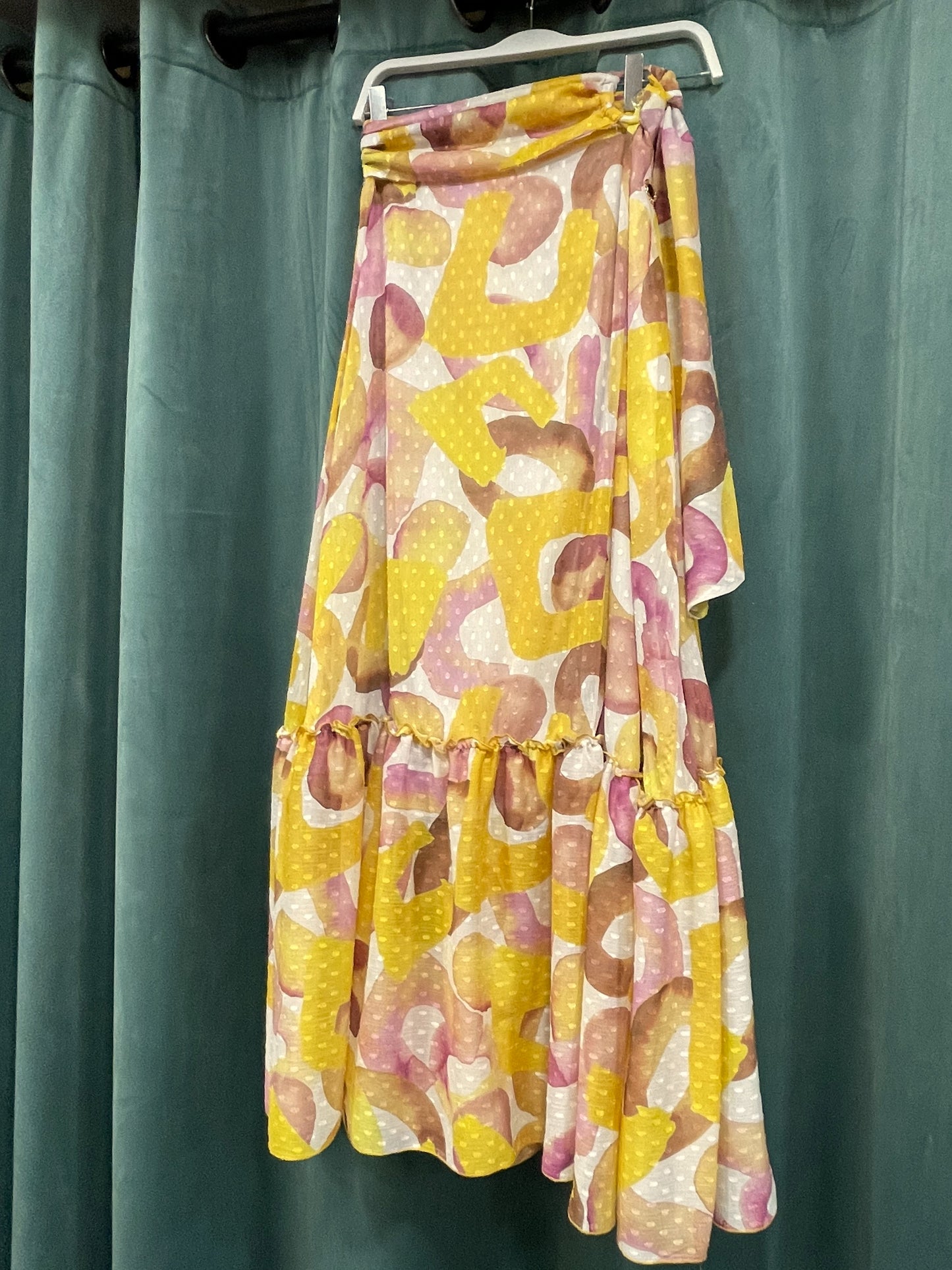 Stock, Εμπριμέ, Maxi Φούστα / Φάκελος LYNNE σε Κίτρινα - καφέ χρώματα (No 38 - M)