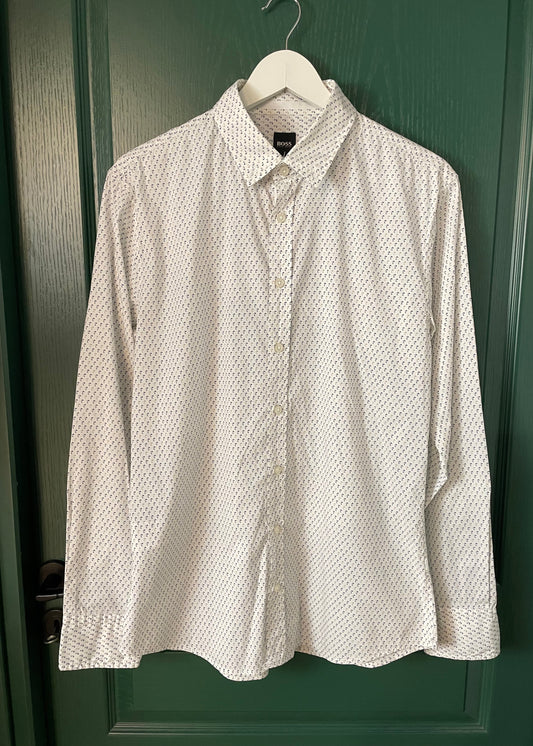 Εμπριμέ, Ανδρικό Πουκάμισο HUGO BOSS Slim Fit σε Λευκό χρώμα (Medium)