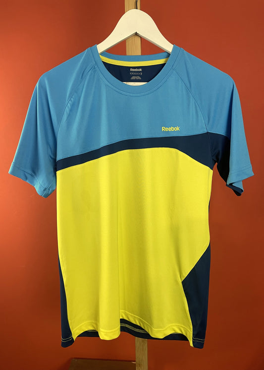 Ανδρική, Αθλητική Μπλούζα -T-Shirt REEBOK σε Σιέλ, Κίτρινο χρώμα (Εφαρμοστό Medium)