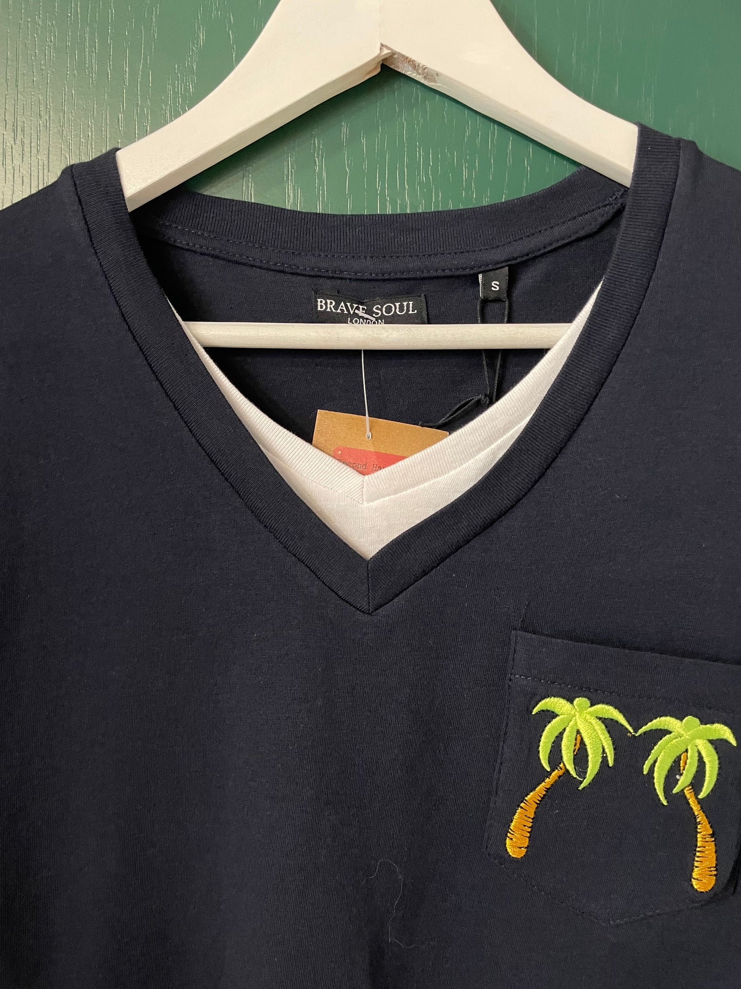 Stock, Κοντομάνικη Ανδρική Μπλούζα - T-Shirt BRAVE SOUL σε Σκούρο Μπλε χρώμα (Small)