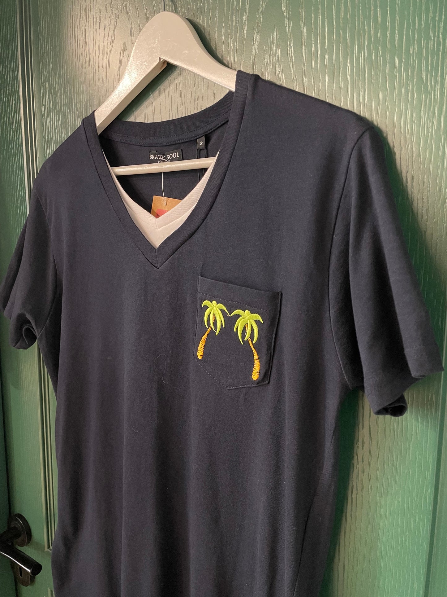 Stock, Κοντομάνικη Ανδρική Μπλούζα - T-Shirt BRAVE SOUL σε Σκούρο Μπλε χρώμα (Small)