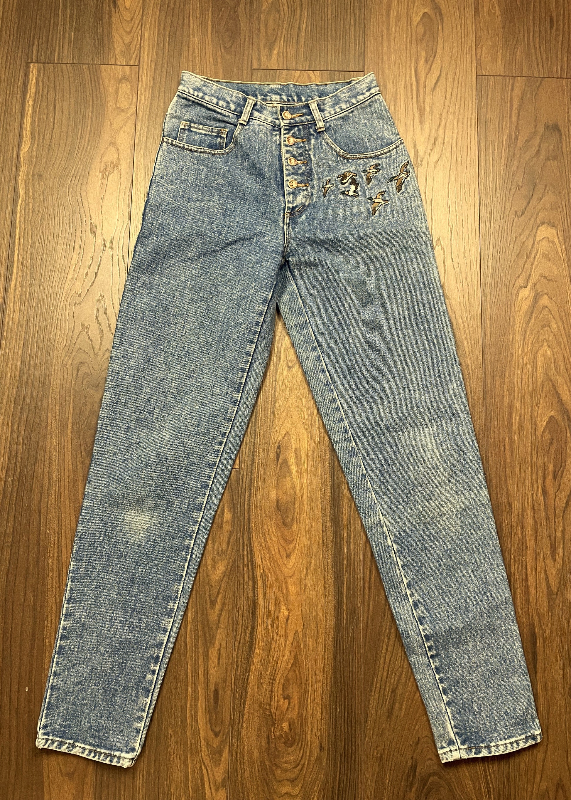 Vintage, Γυναικείο Τζιν Παντελόνι A CAPPELLA σε Σιέλ Denim (Small)