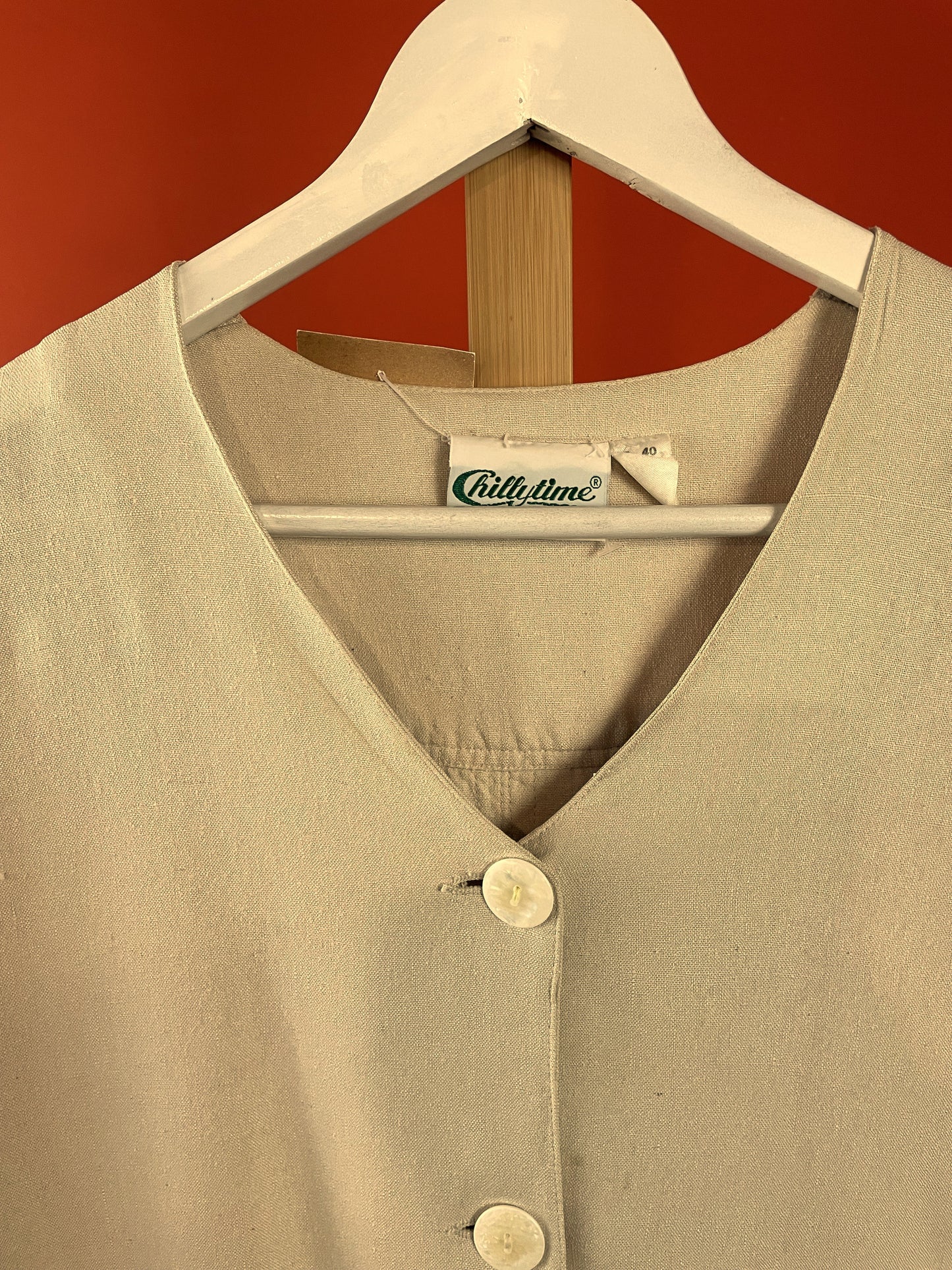 Premium Vintage, Μεταξωτό Γυναικείο Σακάκι CHILLY TIME στο χρώμα της Άμμου (Άνετο M /L)