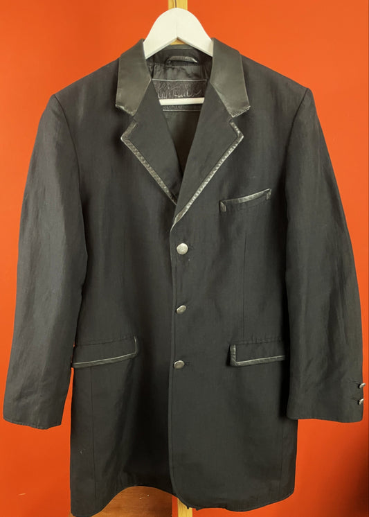 Κασμιρένιο / Λινό, Vintage Ανδρικό Σακάκι LUIS TRENKER σε Μαύρο χρώμα (Large / 50)