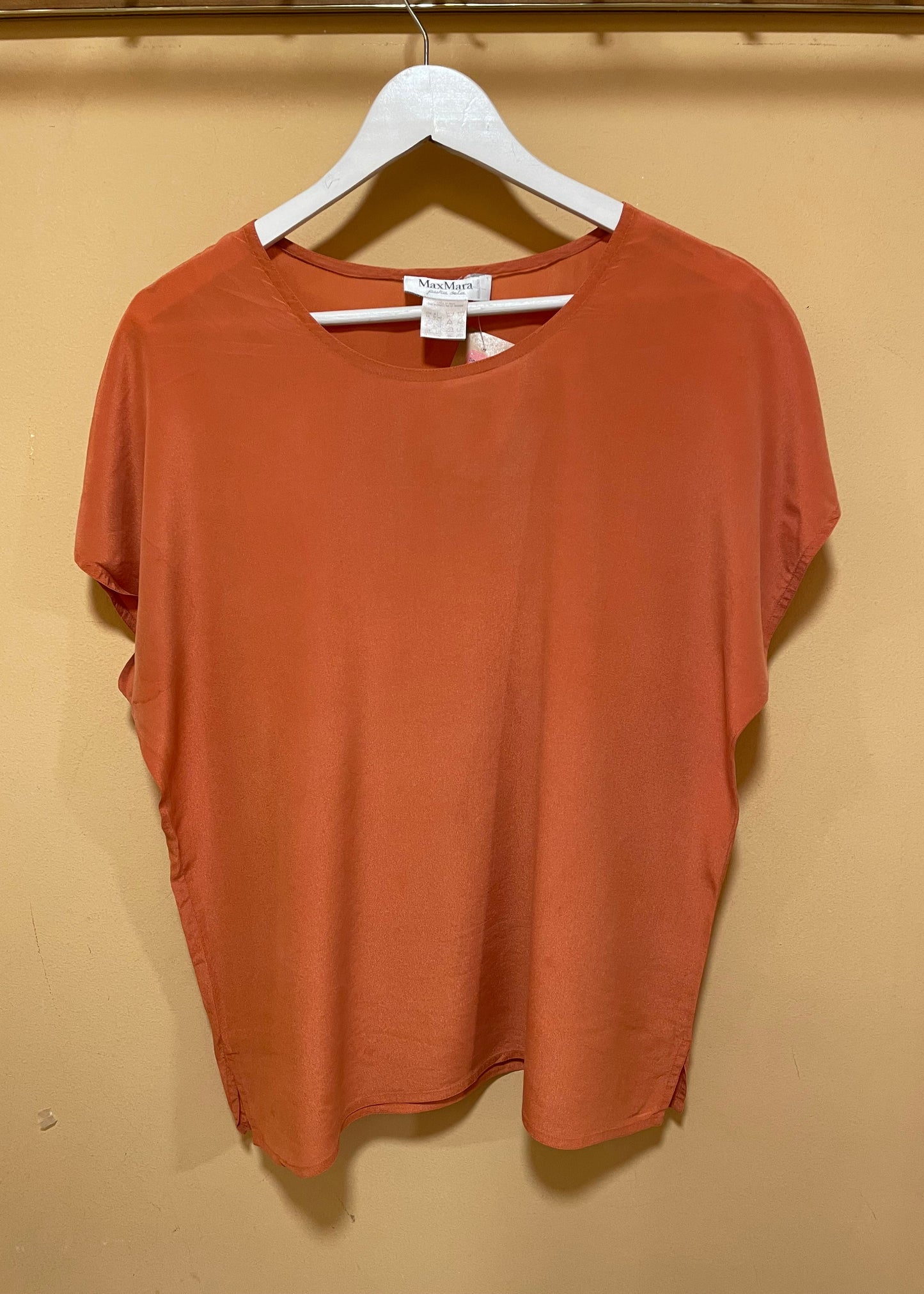 Μεταξωτή, Αμάνικη Γυναικεία Μπλούζα MAX MARA σε Ανοιχτό Κεραμιδί χρώμα (Large)