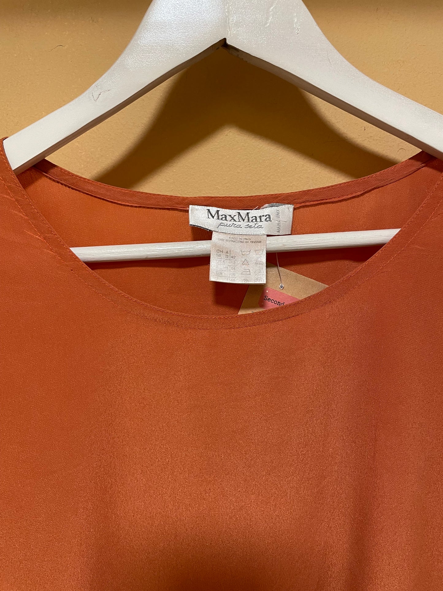 Μεταξωτή, Αμάνικη Γυναικεία Μπλούζα MAX MARA σε Ανοιχτό Κεραμιδί χρώμα (Large)