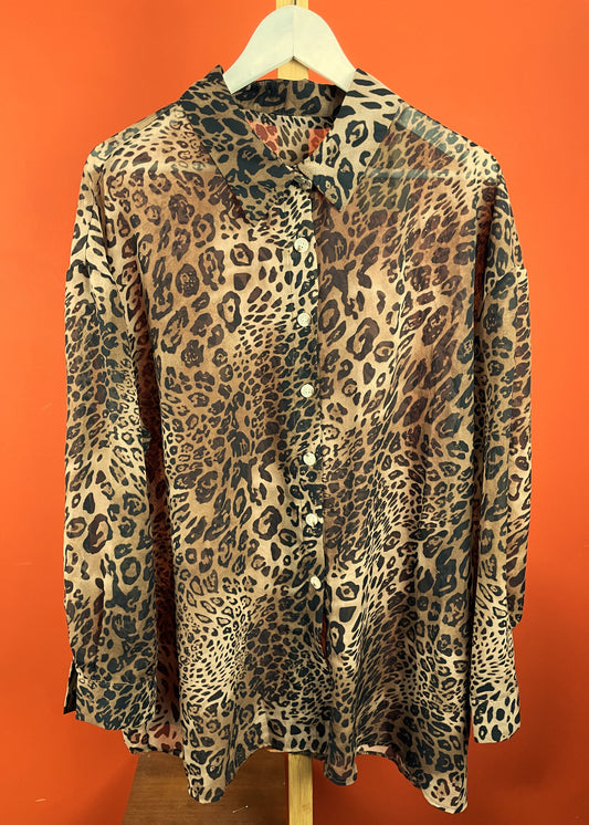 Animal Print Γυναικείο Πουκάμισο σε Καφέ χρώμα (XL)