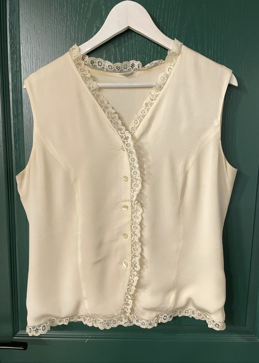 Vintage, Γυναικείο Αμάνικο Πουκάμισο OLMAR σε Nude Χρώμα (Medium)