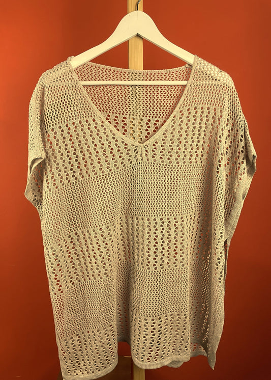 Oversized, Πλεκτό Τοπ στο χρώμα της Άμμου (Καλύπτει άνετα έως και 2XL)