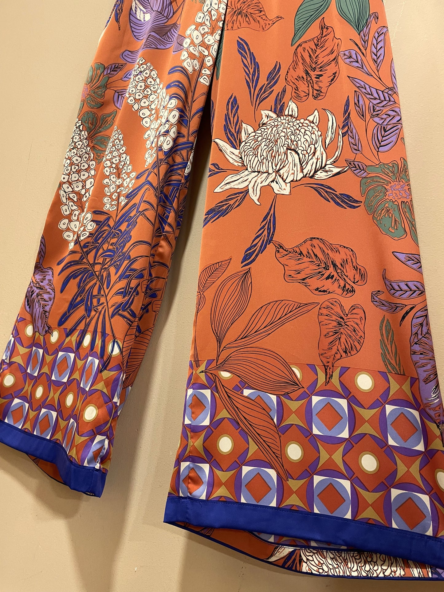 Σατέν, Εμπριμέ Γυναικεία Παντελόνα JOIE σε Ροδακινί χρώμα (Small)