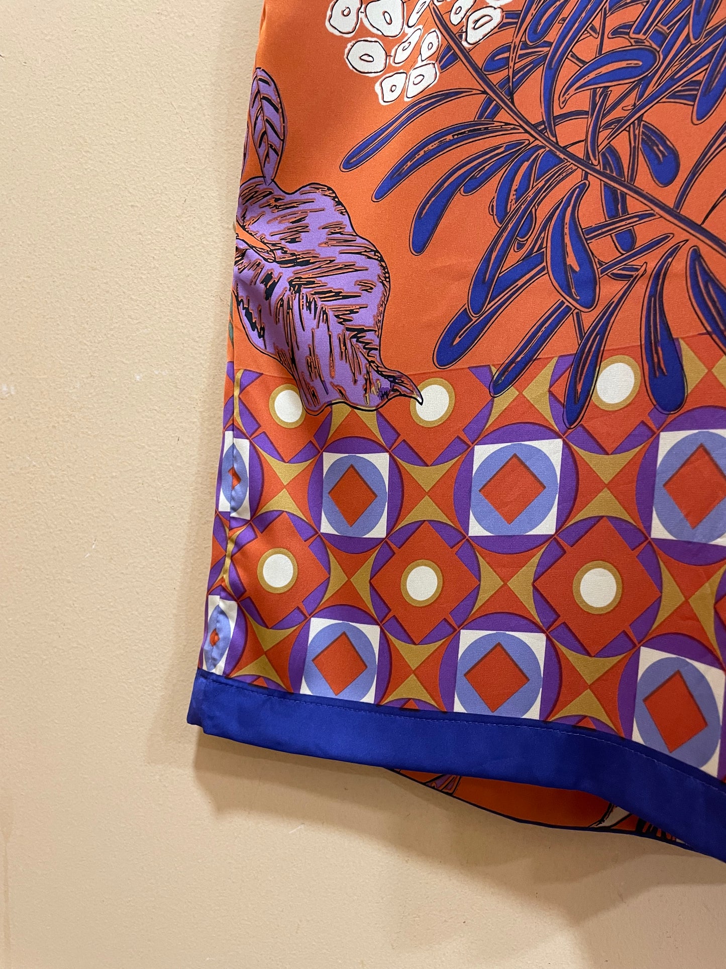 Σατέν, Εμπριμέ Γυναικεία Παντελόνα JOIE σε Ροδακινί χρώμα (Small)