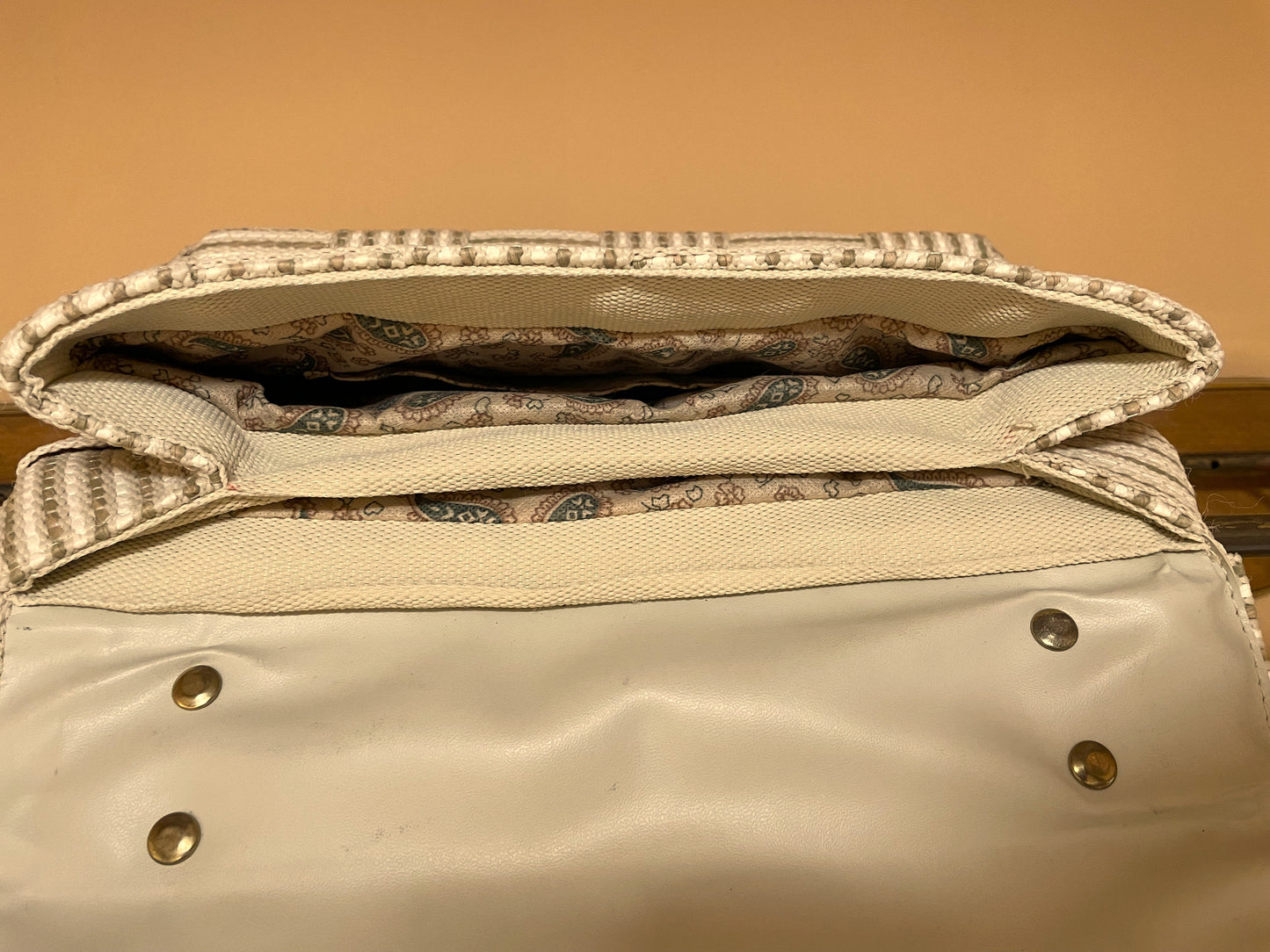 Vintage, Ψάθινη Τσάντα Ώμου / Χειρός σε Μπεζ - Λαδί χρώμα