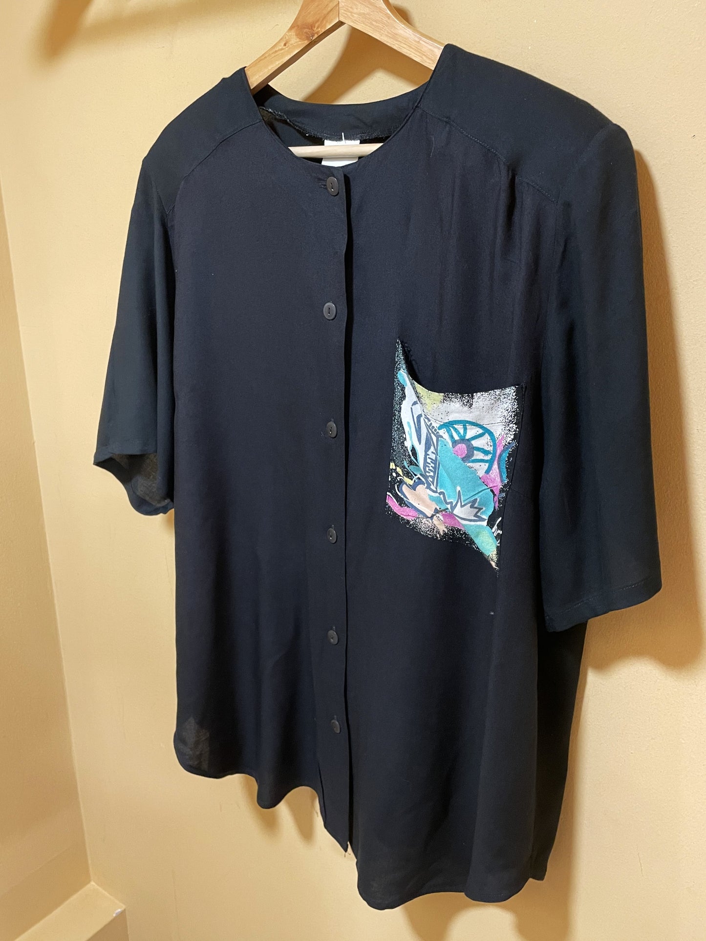 Vintage, Γυναικείο Πουκάμισο σε Μαύρο χρώμα (XL)