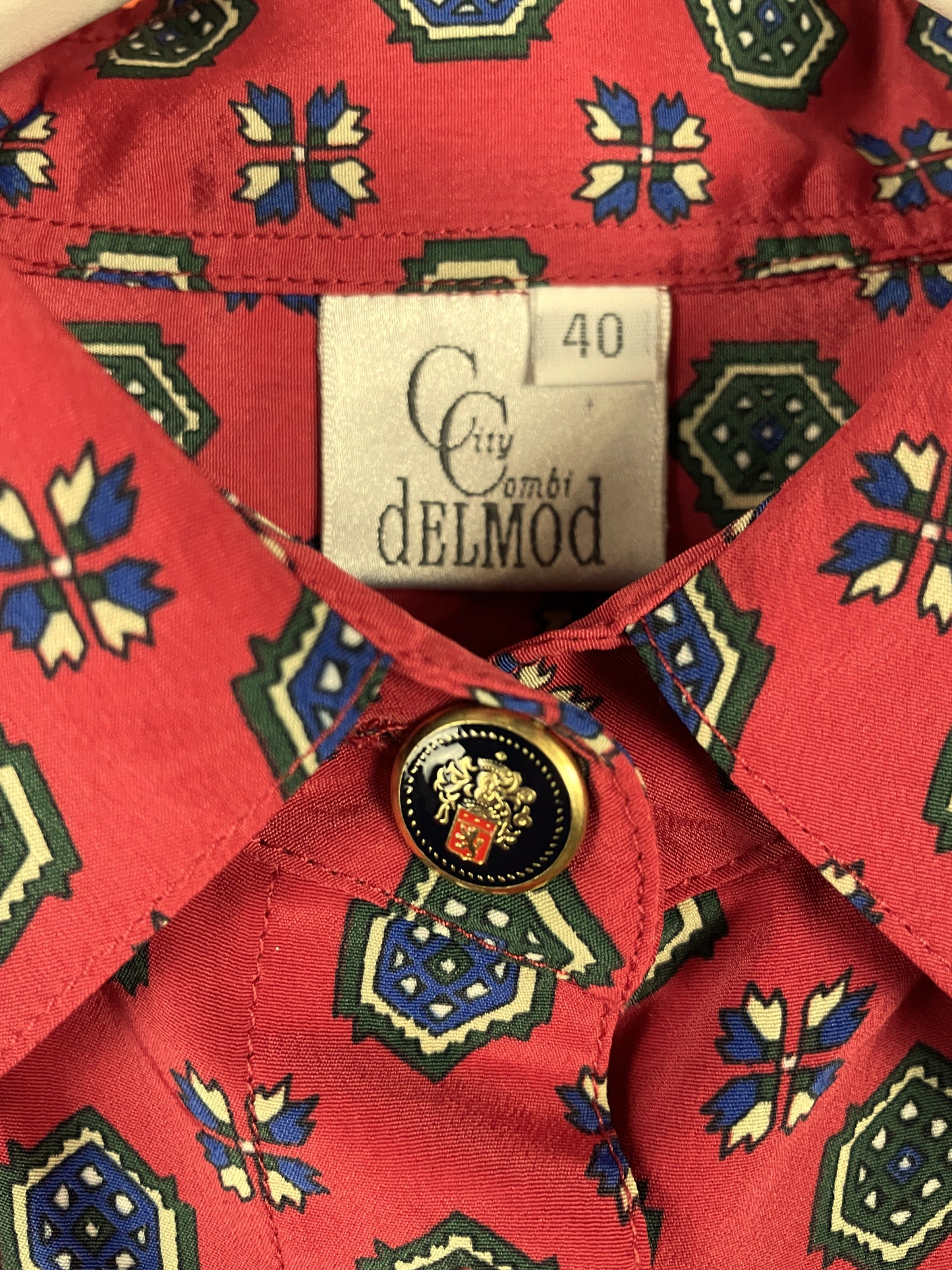 Vintage Γυναικείο Πουκάμισο DELMOD σε Kόκκινο χρώμα (Large)