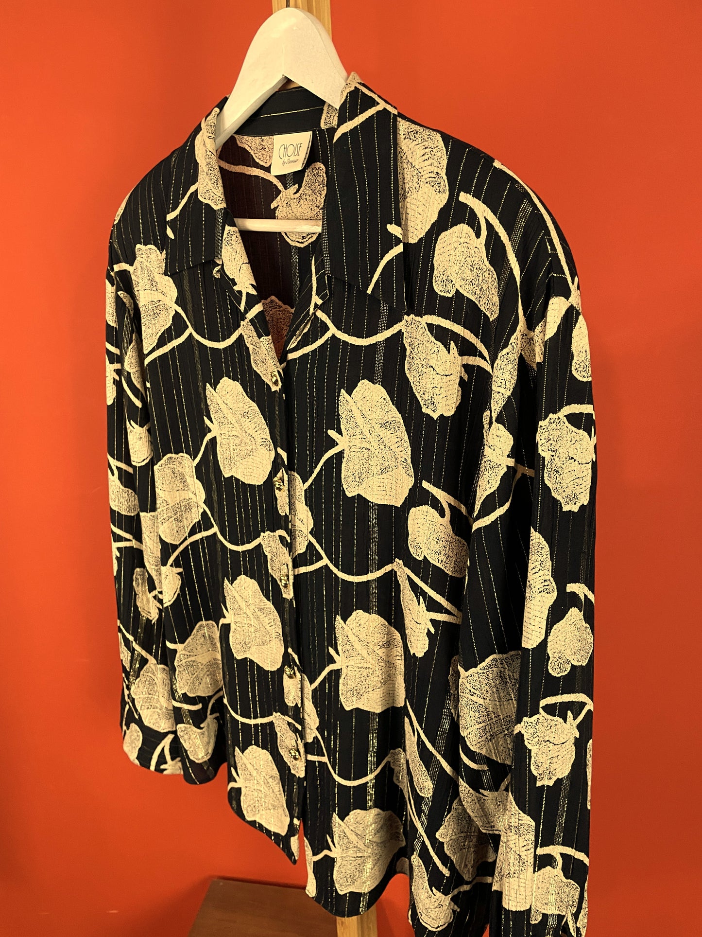 Vintage Γυναικείο Πουκάμισο CHOISE by Danwear σε Μαύρο / Μπεζ χρώμα (Large)