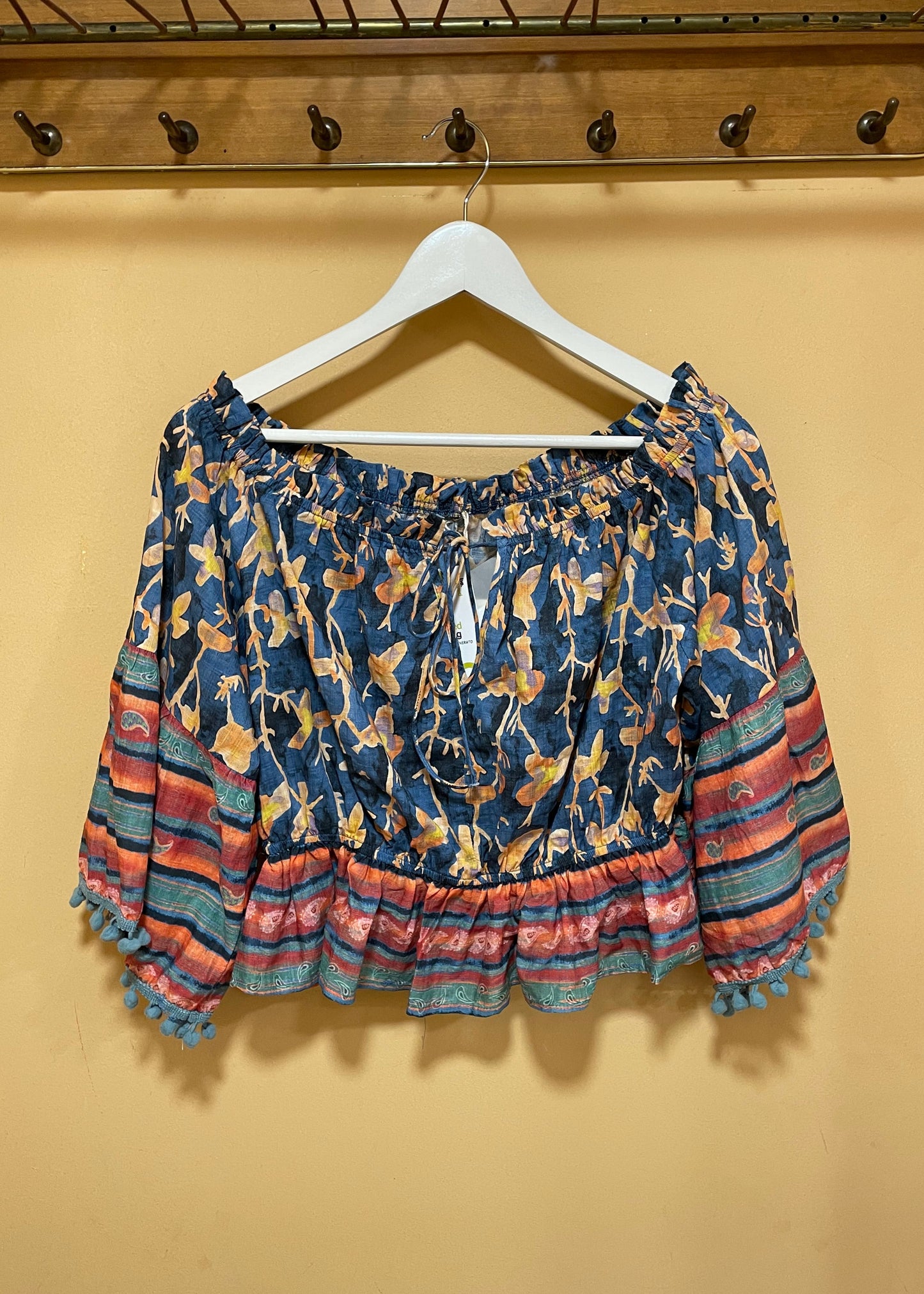 Stock, Ιταλική, Γυναικεία Μπλούζα / Τοπ DE ROYAL με Σούρες σε Παστέλ χρώματα (Medium)