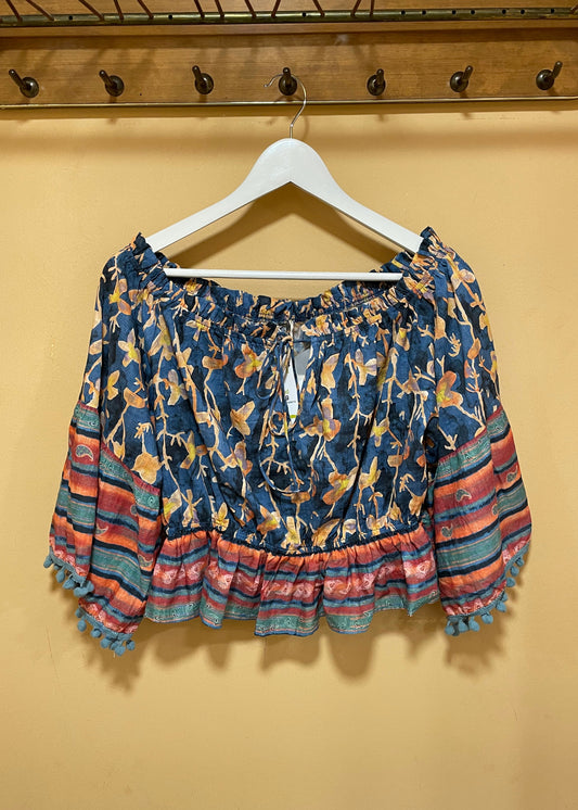 Stock, Ιταλική, Γυναικεία Μπλούζα / Τοπ DE ROYAL με Σούρες σε Παστέλ χρώματα (Medium)