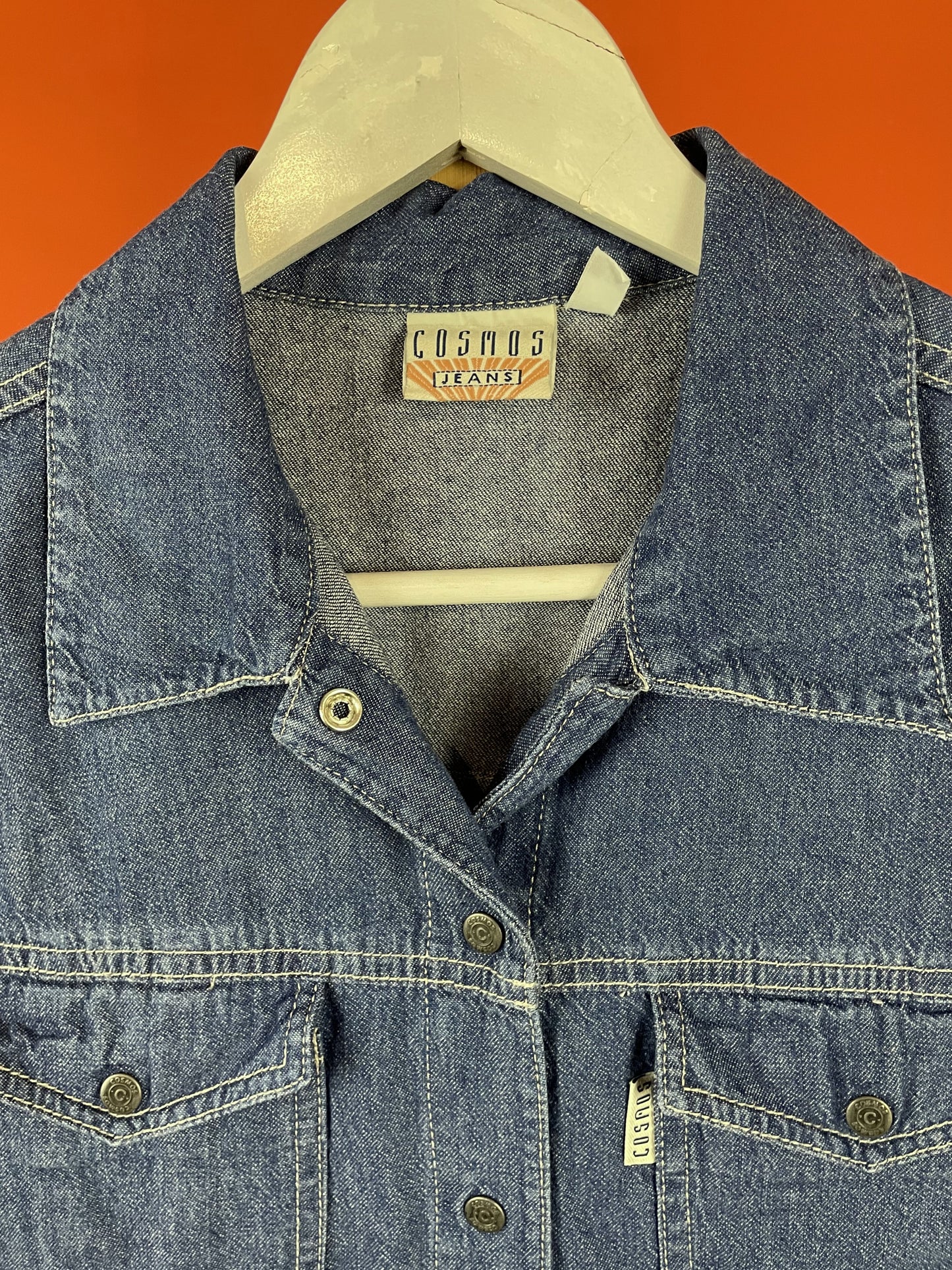 Vintage, Γυναικείο Τζιν Πουκάμισο COSMOS JEANS σε Σιέλ χρώμα (Medium - 38)