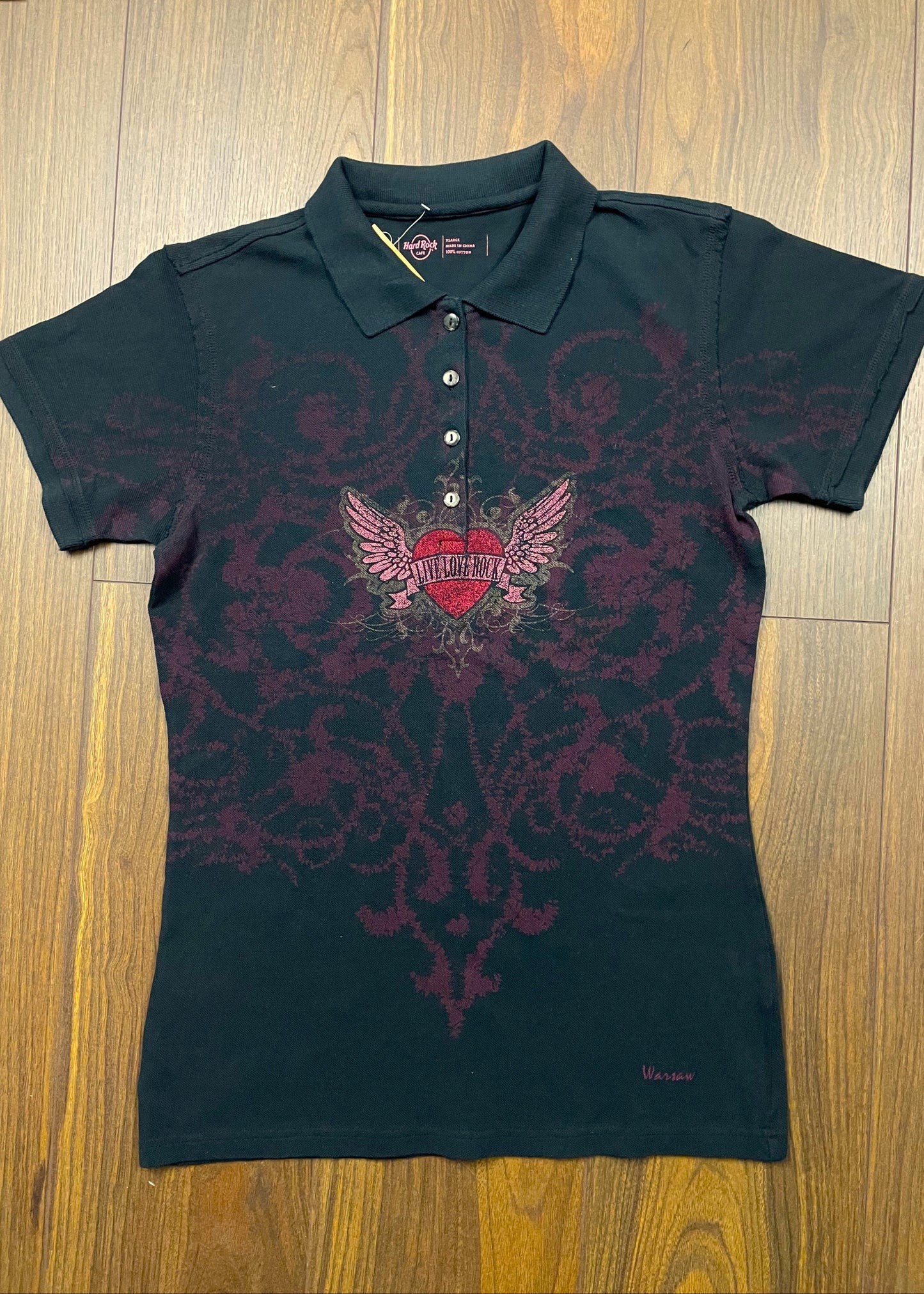 Γυναικεία Μπλούζα - T-Shirt Στυλ Polo HARD ROCK σε Μαύρο Χρώμα (Medium)