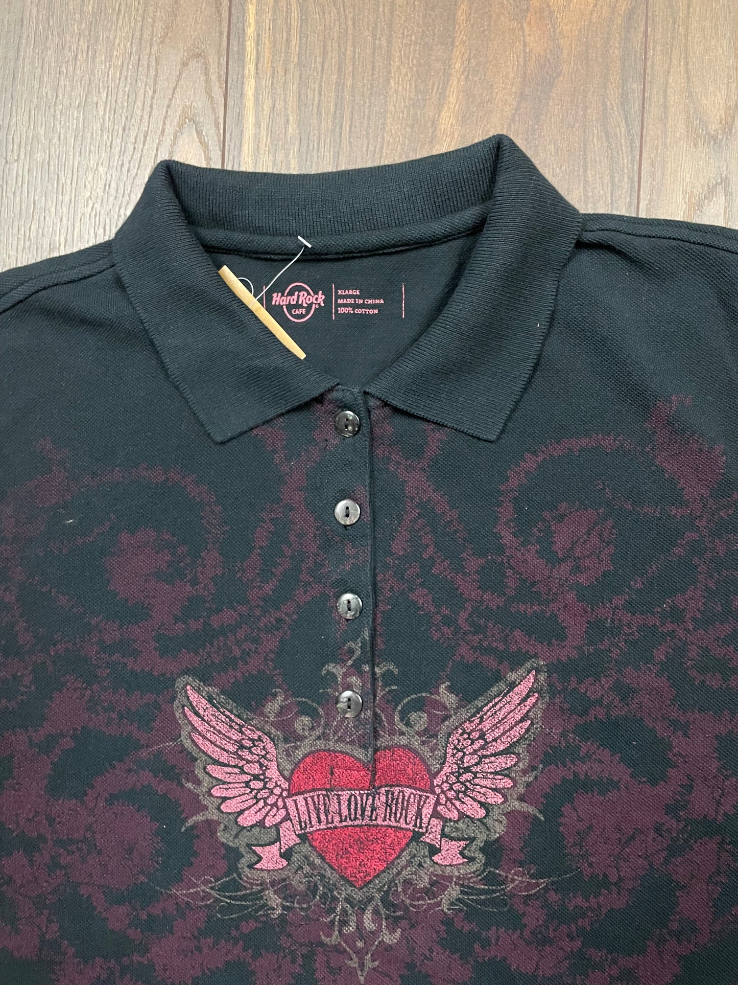 Γυναικεία Μπλούζα - T-Shirt Στυλ Polo HARD ROCK σε Μαύρο Χρώμα (Medium)