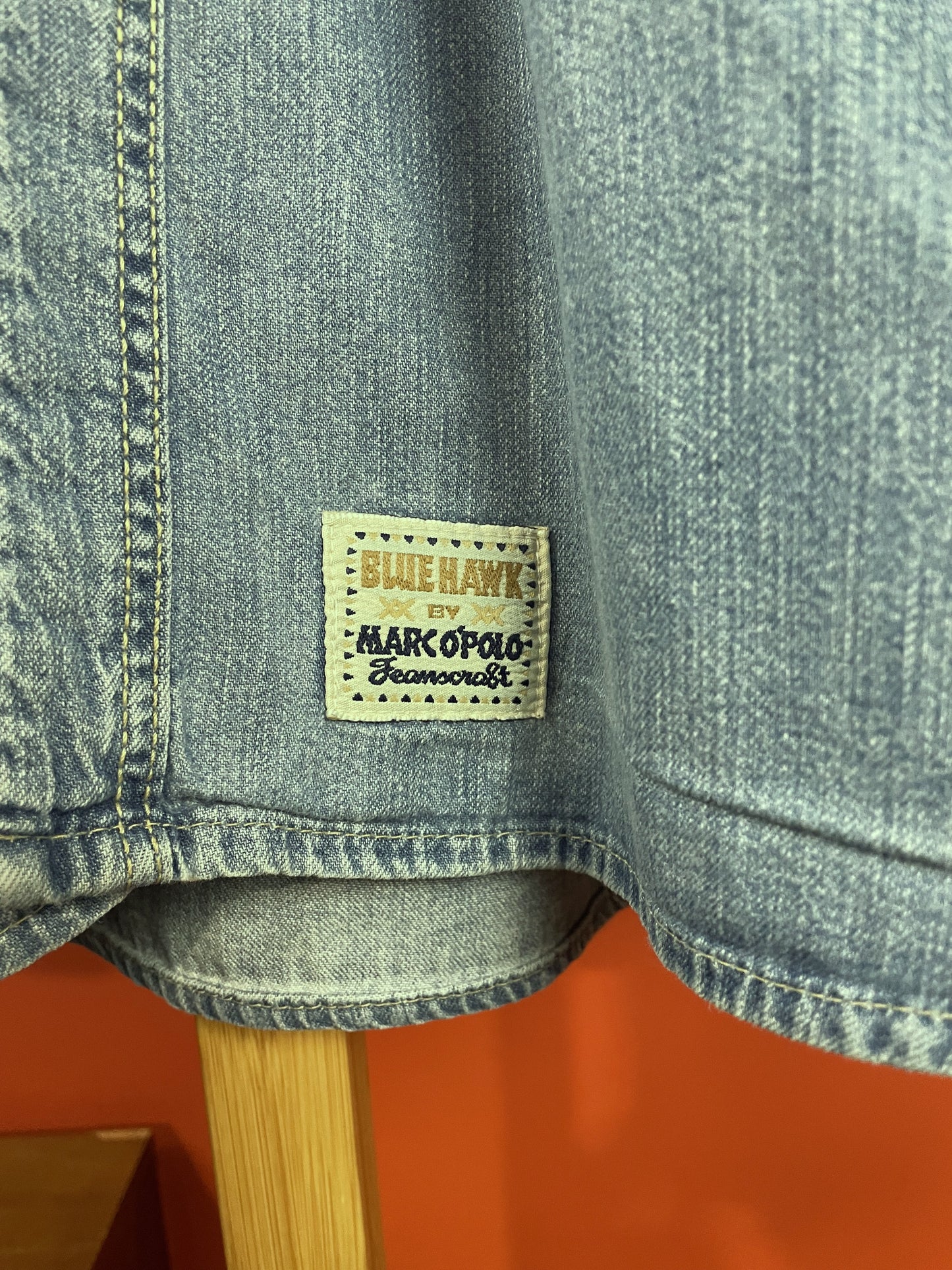 Vintage, Ανδρικό Τζιν Πουκάμισο MARC O' POLO Blue Hawk σε Σιέλ χρώμα (Άνετο M - Καλύπτει και L)