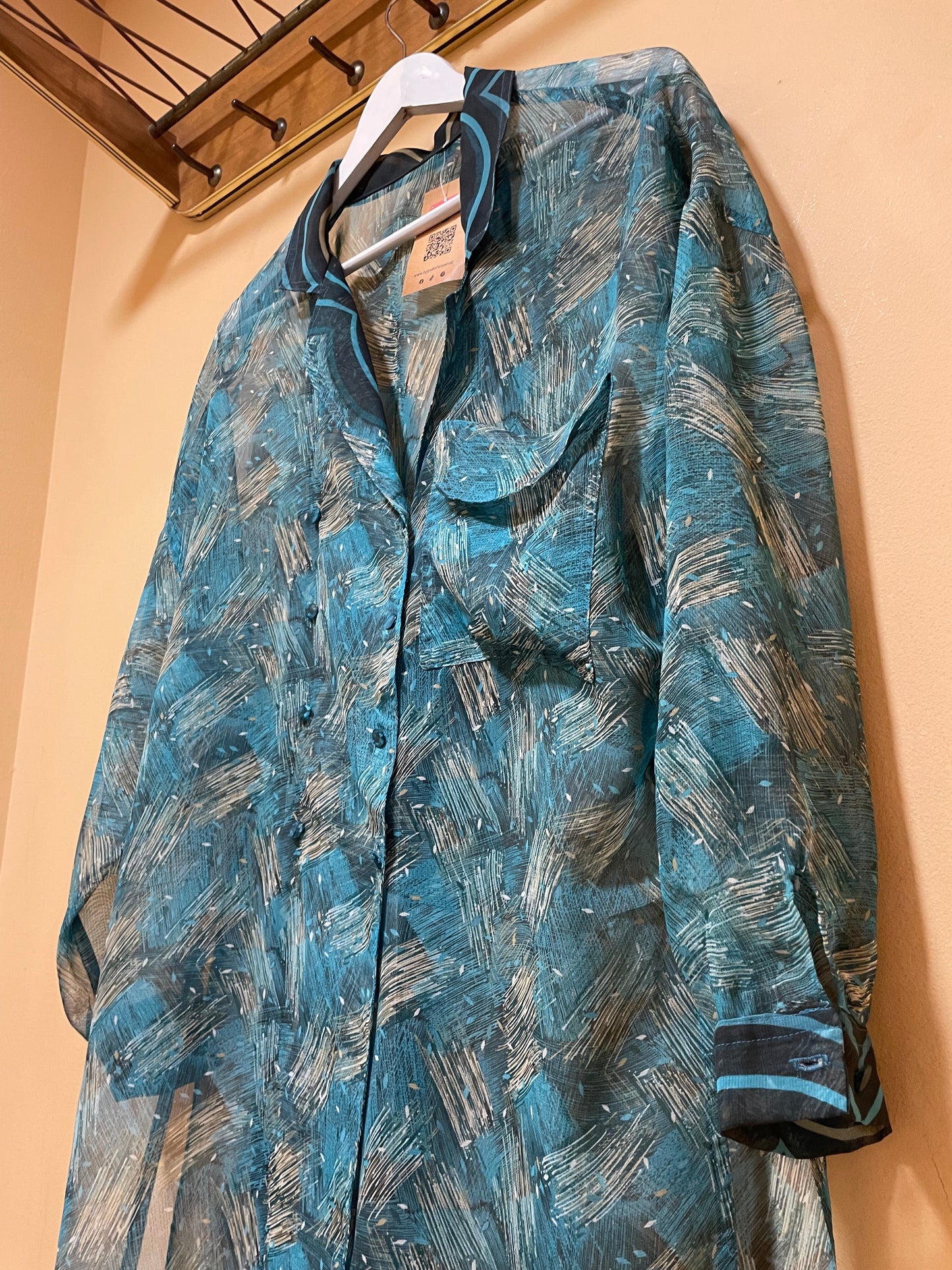 Vintage, Αραχνοΰφαντο Γυναικείο Πουκάμισο σε Πράσινα χρώματα (2XL)