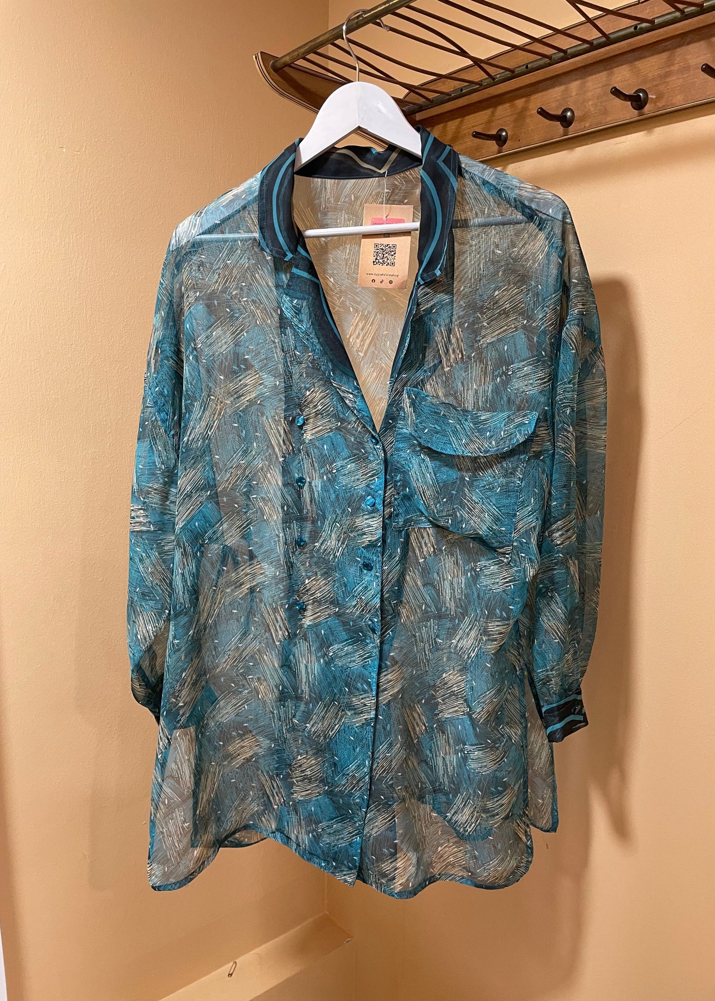 Vintage, Αραχνοΰφαντο Γυναικείο Πουκάμισο σε Πράσινα χρώματα (2XL)