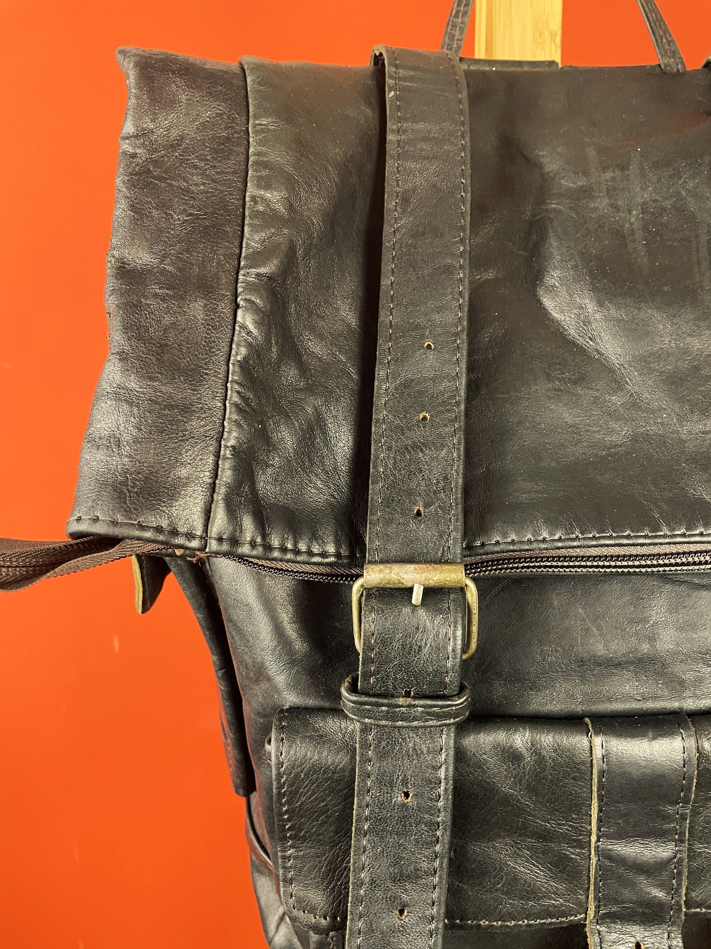 UNIQUE ITEM: Vintage, Δερμάτινη Τσάντα Μηχανής / Backpack σε Μαύρο χρώμα