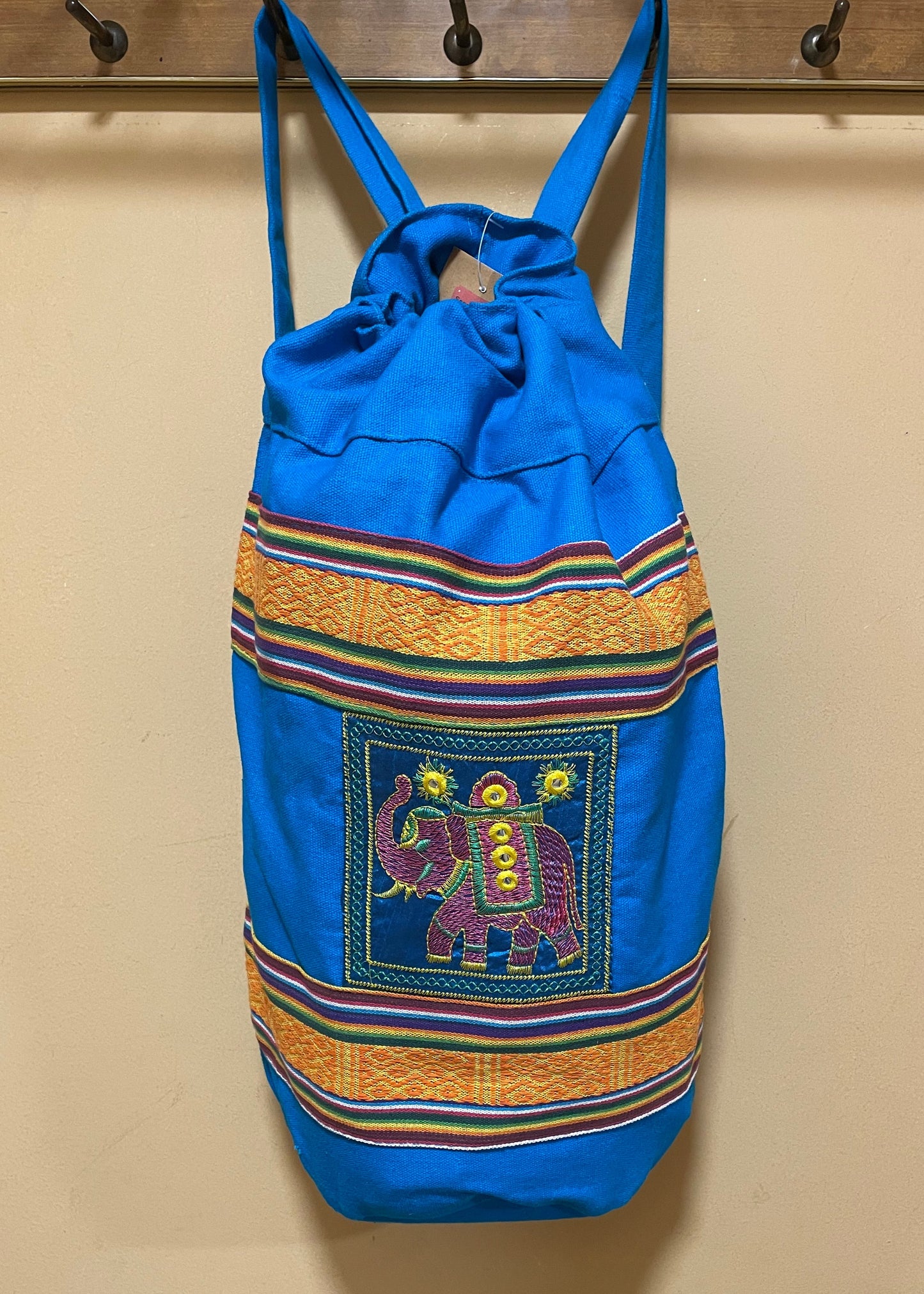 Backpack - Πάνινη, Έθνικ Τσάντα Πλάτης σε Γαλάζιο χρώμα
