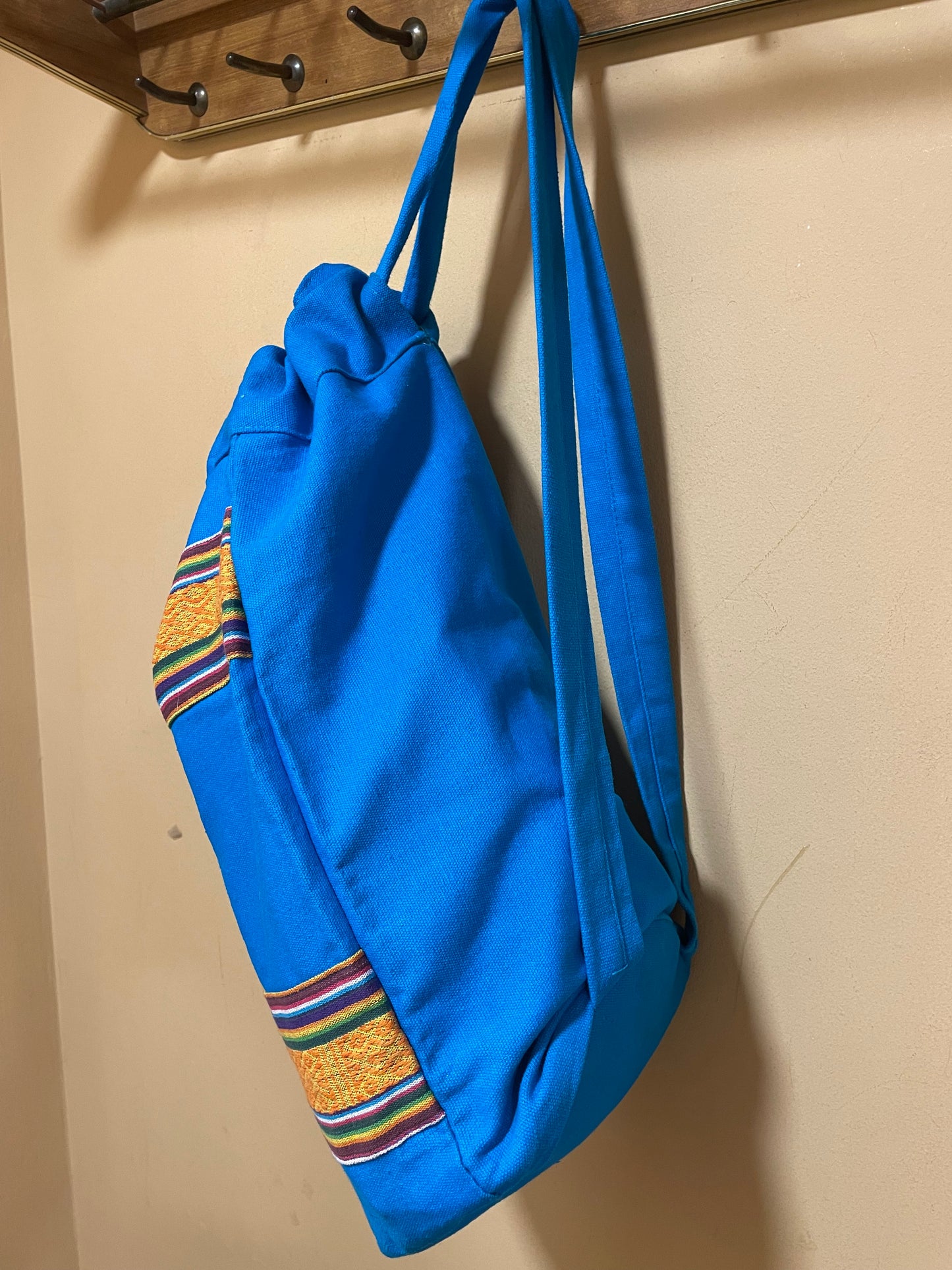 Backpack - Πάνινη, Έθνικ Τσάντα Πλάτης σε Γαλάζιο χρώμα