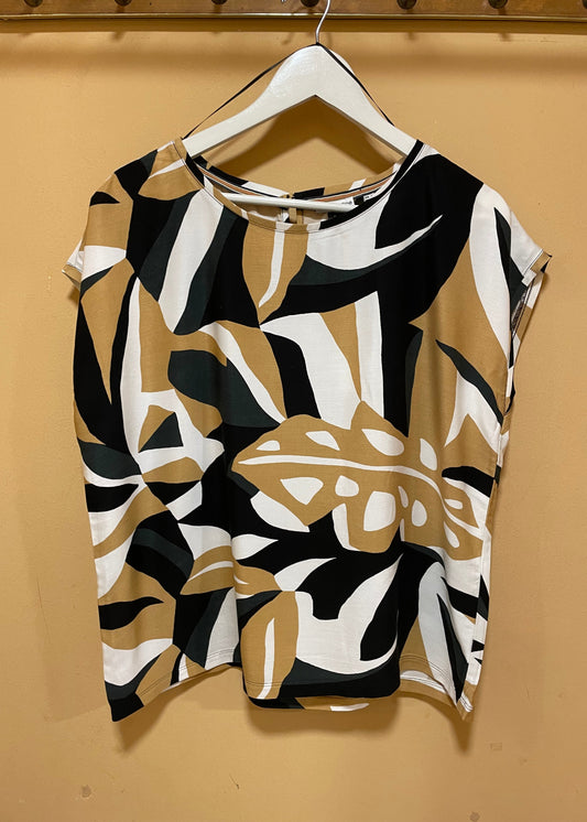 Stock, Εμπριμέ Γυναικεία Μπλούζα STREET ONE σε Ασπρόμαυρο / Καφέ Χρώμα (M/L)