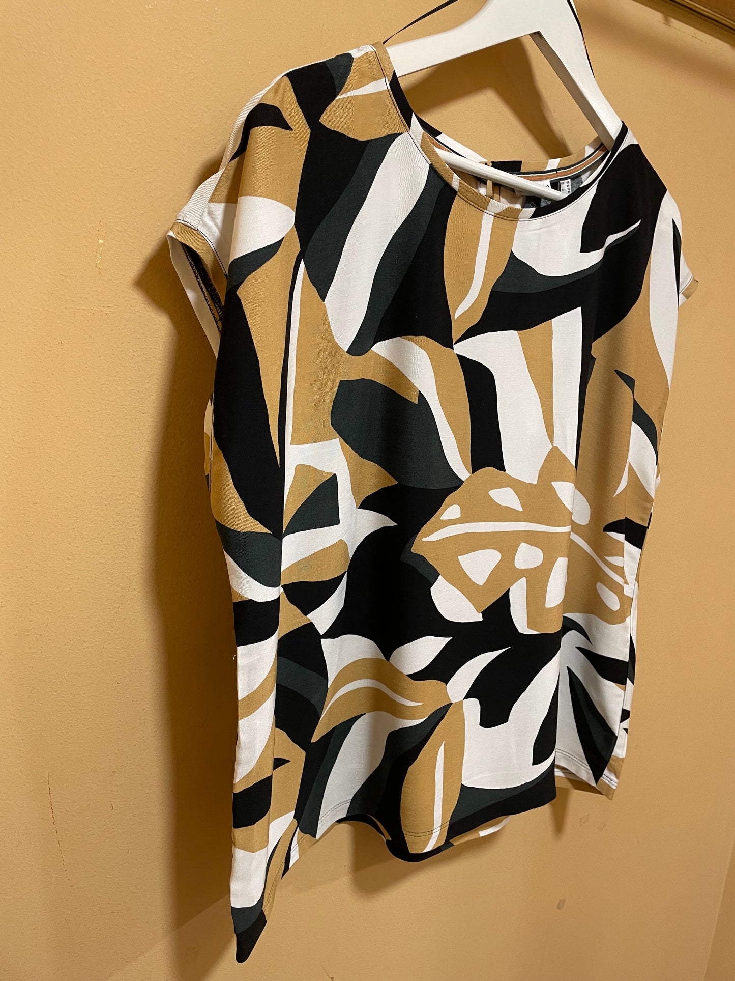 Stock, Εμπριμέ Γυναικεία Μπλούζα STREET ONE σε Ασπρόμαυρο / Καφέ Χρώμα (M/L)