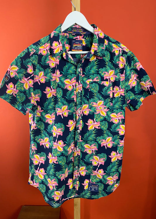 Hawaiian Style Πουκάμισο SUPERDRY σε Σκούρο Μπλε χρώμα (ΑΝΔΡΙΚΟ: M - ΓΥΝΑΙΚΕΙΟ: L)