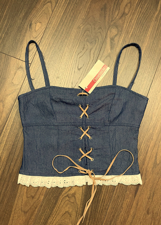 Stock Γυναικείo Τοπ OBSESSION σε Μπλε - Denim χρώμα (S/M)