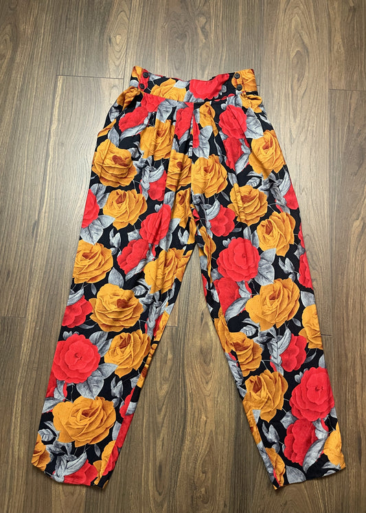 Vintage, Εμπριμέ Παντελόνα από Βισκόζη ANNA (Medium)
