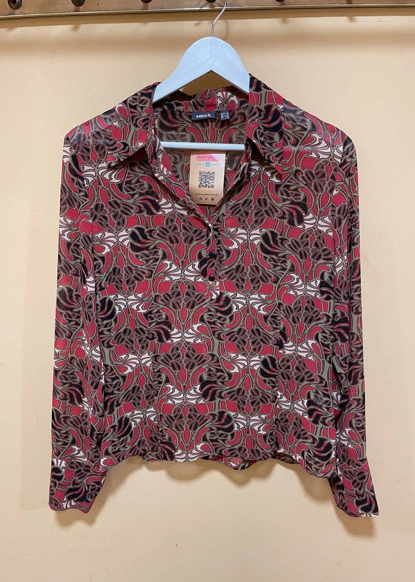 Εμπριμέ Γυναικεία Μπλούζα MEXX σε Κεραμιδί χρώμα (Oversized M)