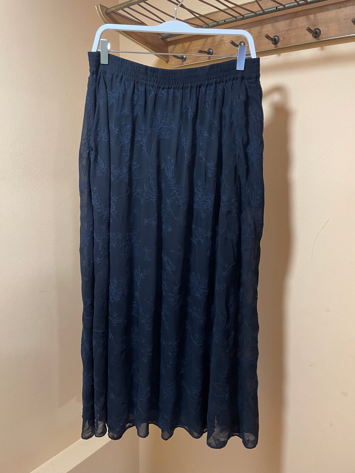 Stock, Maxi Φούστα από Βισκόζη POETRY σε Μαύρο χρώμα (Large)