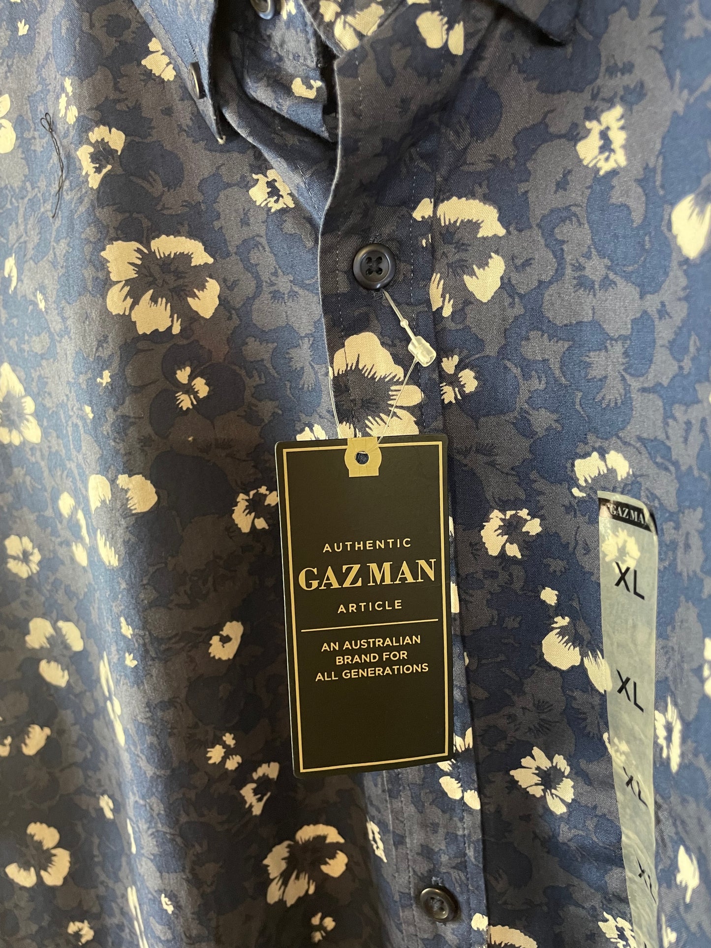 Outlet, Hawaiian, Κοντομάνικο Ανδρικό Πουκάμισο GAZMAN AUSTRALIA σε Σκούρο Μπλε χρώμα (XL)