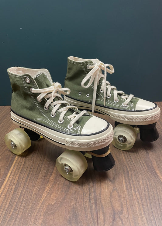 Roller Skates EVEN STAR με Φωτάκια σε Χακί - Λευκό χρώμα (No 37)