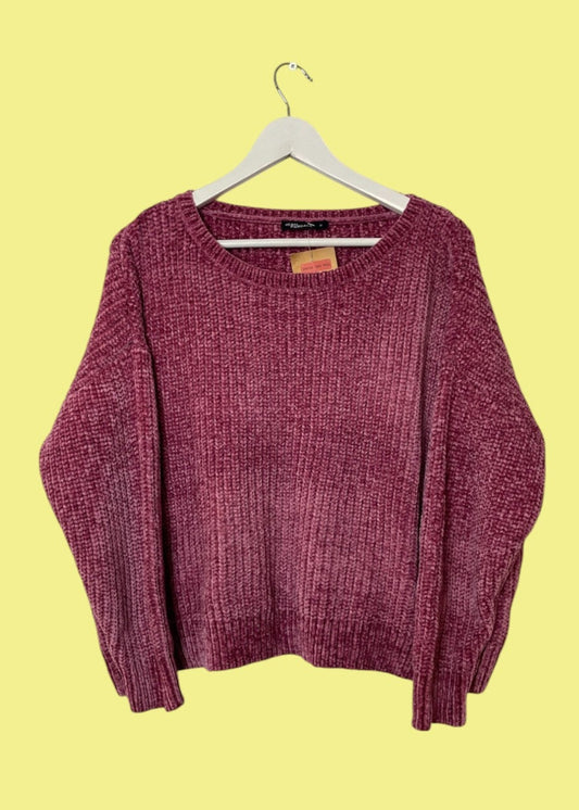 Γυναικεία Πλεκτή Μπλούζα/Πουλόβερ JEANS PASCALE σε Σκούρο Ροζ Χρώμα (Medium-Oversize Style)