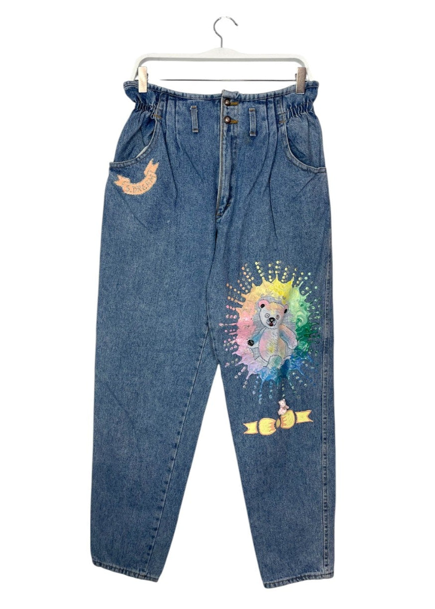 Vintage, Ιταλικό, Γυναικείο Τζιν Παντελόνι EMANUEL & Co σε Ξεθωριασμένο Denim (Medium - 46 (IT))