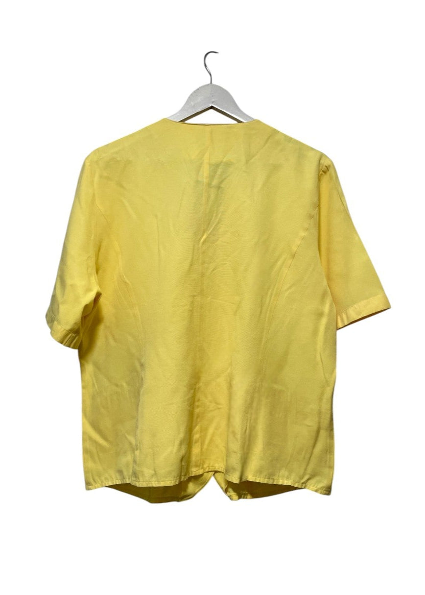 Vintage, Κοντομάνικο Γυναικείο Πουκάμισο YESSICA σε Κίτρινο Χρώμα (Άνετο L)