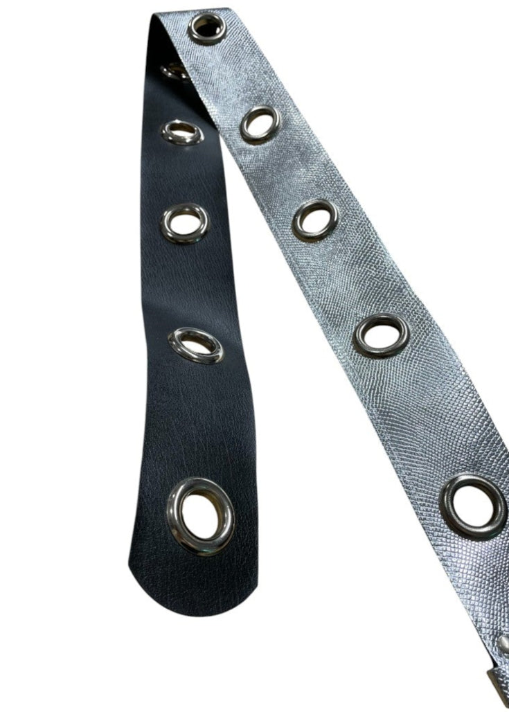 Γυναικεία Ζώνη Δερματίνης σε Ασημί χρώμα