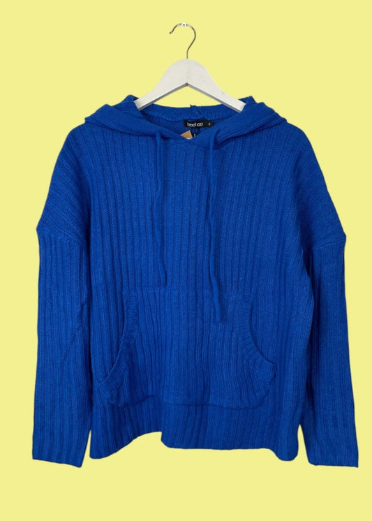 Oversized, Stock Γυναικεία Πλεκτή Μπλούζα/Πουλόβερ BOOHOO σε Μπλε χρώμα (Medium)