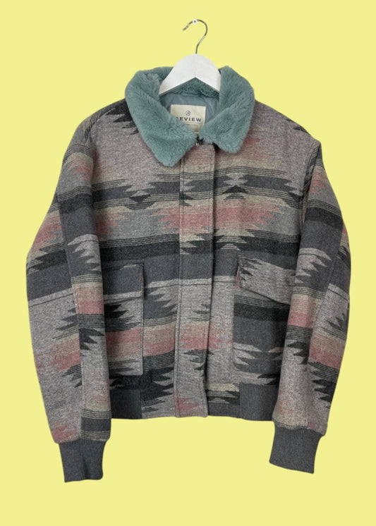 Γυναικείο Τζάκετ REVIEW σε Γκρι χρώμα (Medium)