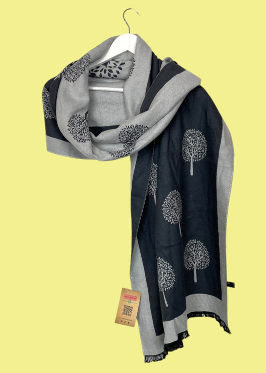 Γυναικεία Εμπριμέ Πασμίνα σε Γκρι χρώμα