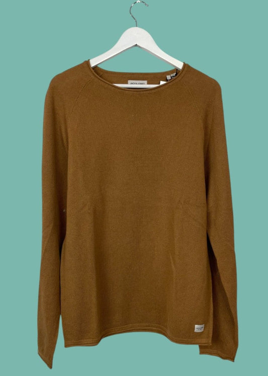 Stock Ανδρική Πλεκτή Μπλούζα/Πουλόβερ JACK & JONES στο χρώμα της Άμμου (M/L)