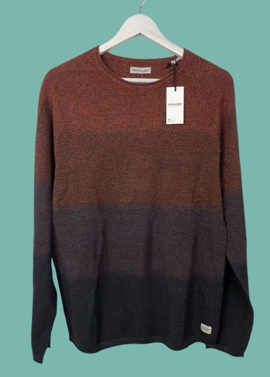 Stock Ανδρική Πλεκτή Μπλούζα/Πουλόβερ JACK & JONES σε Καφέ/Πορτοκαλί χρώμα (Medium)