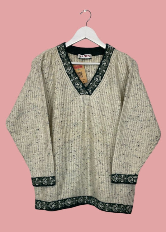 Vintage, Γυναικεία Πλεκτή Μπλούζα/Πουλόβερ JONES Ζαχαρί/Πράσινο Χρώμα (Large)