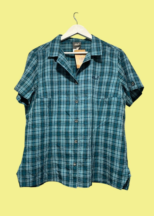 Καρό, Γυναικείο Πουκάμισο JACK WOLFSKIN σε Πετρόλ χρώμα (XL)